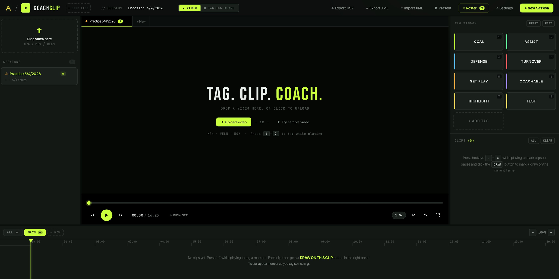 CoachClip app interface